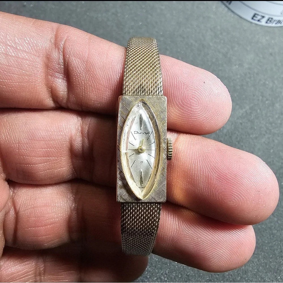Vintage Duvai Ladies Mechanical Wind Cocktail Watch 10K R.G.P Not Working Parts - Picture 1 of 10
